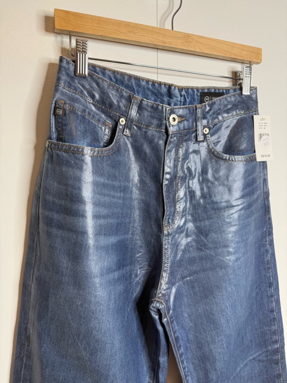 Adriano Goldschmied Coated Denim Wide Leg Jeans - $215 NWT - Picture 3 of 10